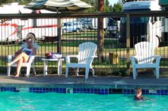 Summer and Diana at swimming pool